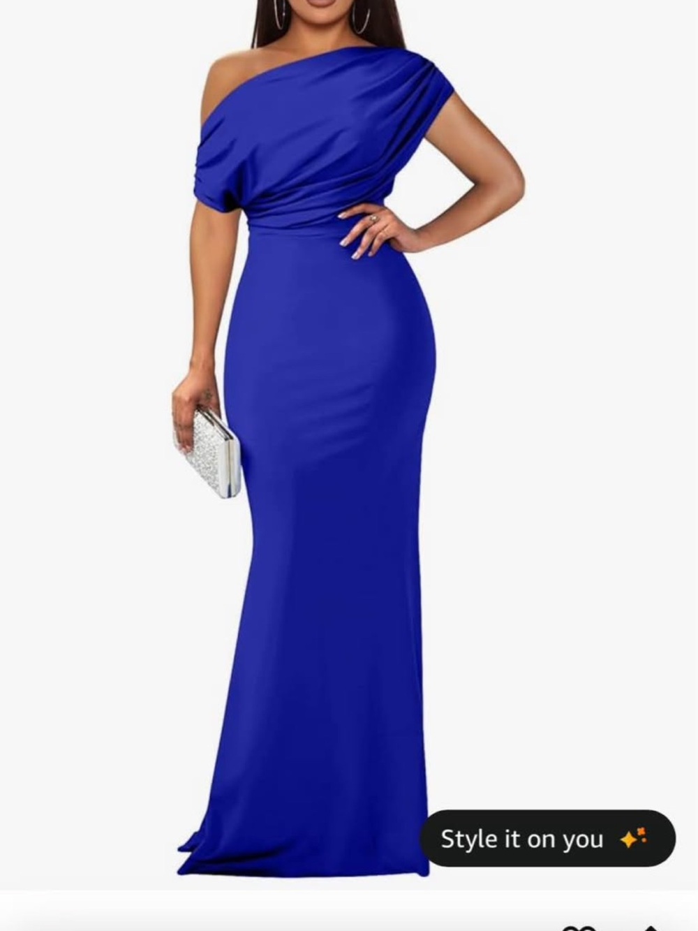 Off-Shoulder Royal Blue Evening Gown - perfect for mother of the bride!